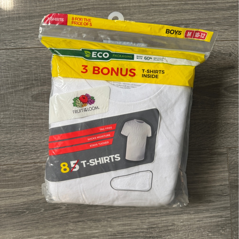 Fruit of the Loom White Boys Crew Neck T-Shirts - Pack